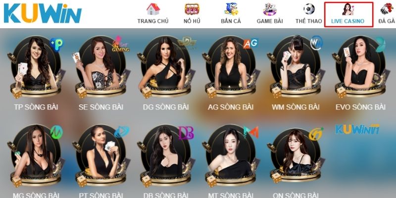 Các sảnh cá cược tại casino Kuwin